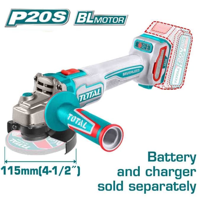 Cordless 20V Angle Grinder Brushless (Battery Excluded)