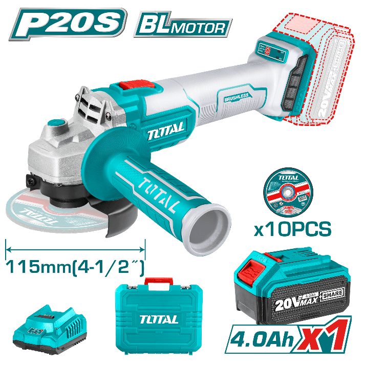 Lithium-Ian Angle Grinder Brushless Motor 115mm disc