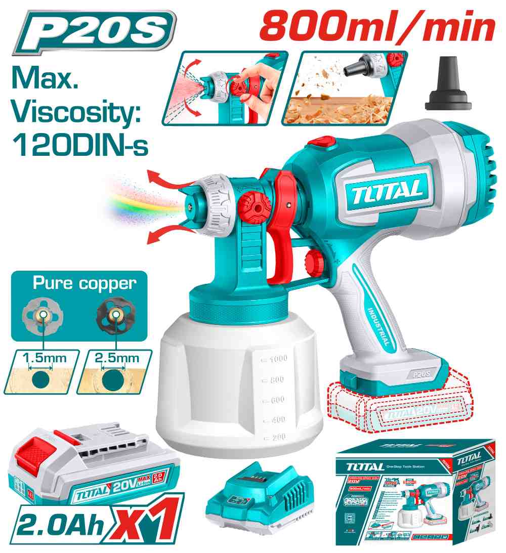 Spray gun with battery, charger and acc 800ml