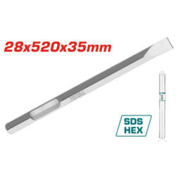 Hex chisel 28x35X520mm Flat