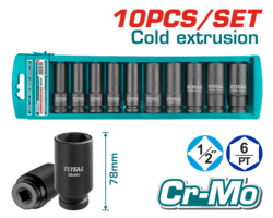 10 Pcs 1/2" deep impact socket set
