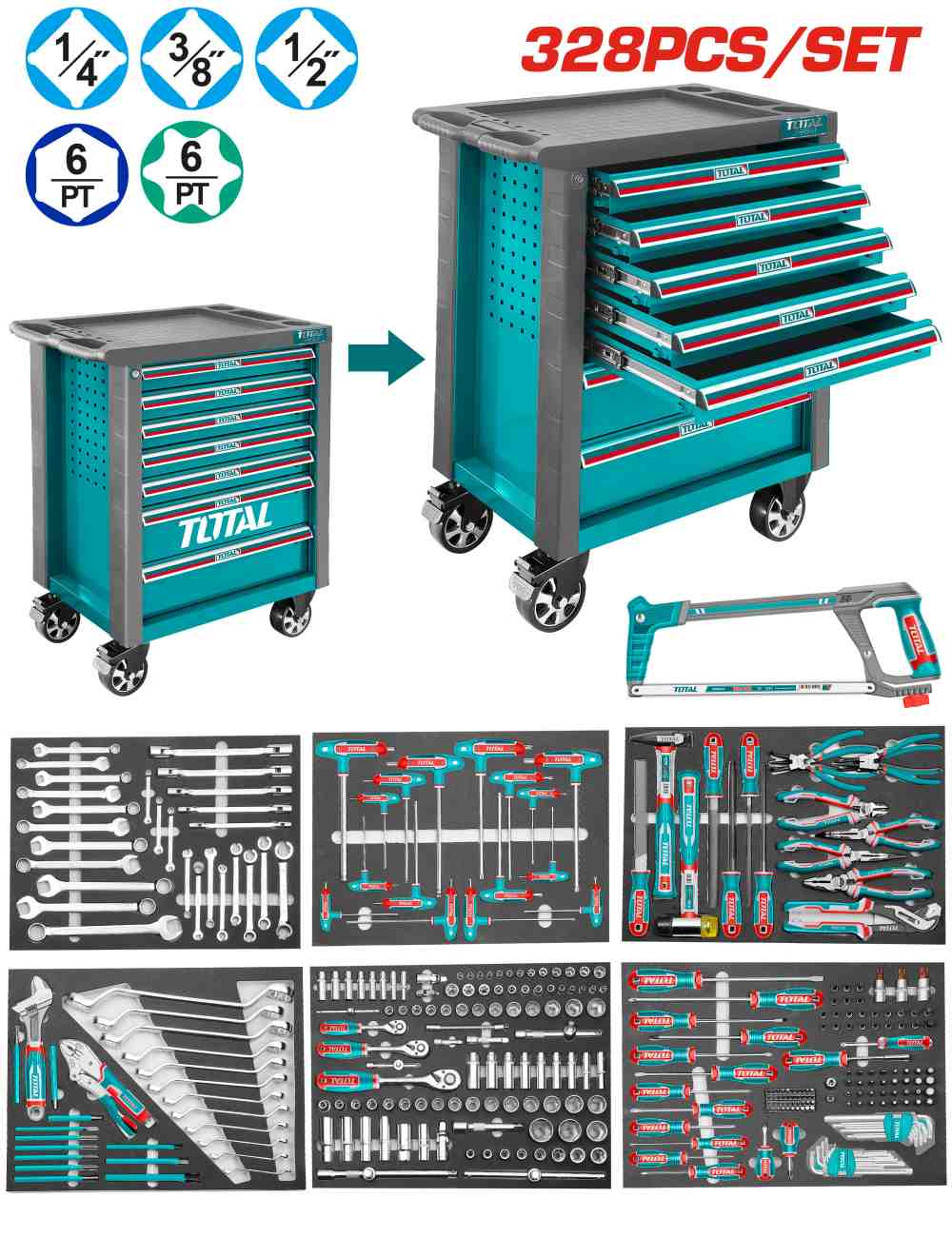 Tool Cabinet 7 Drawer with 328pc Tools