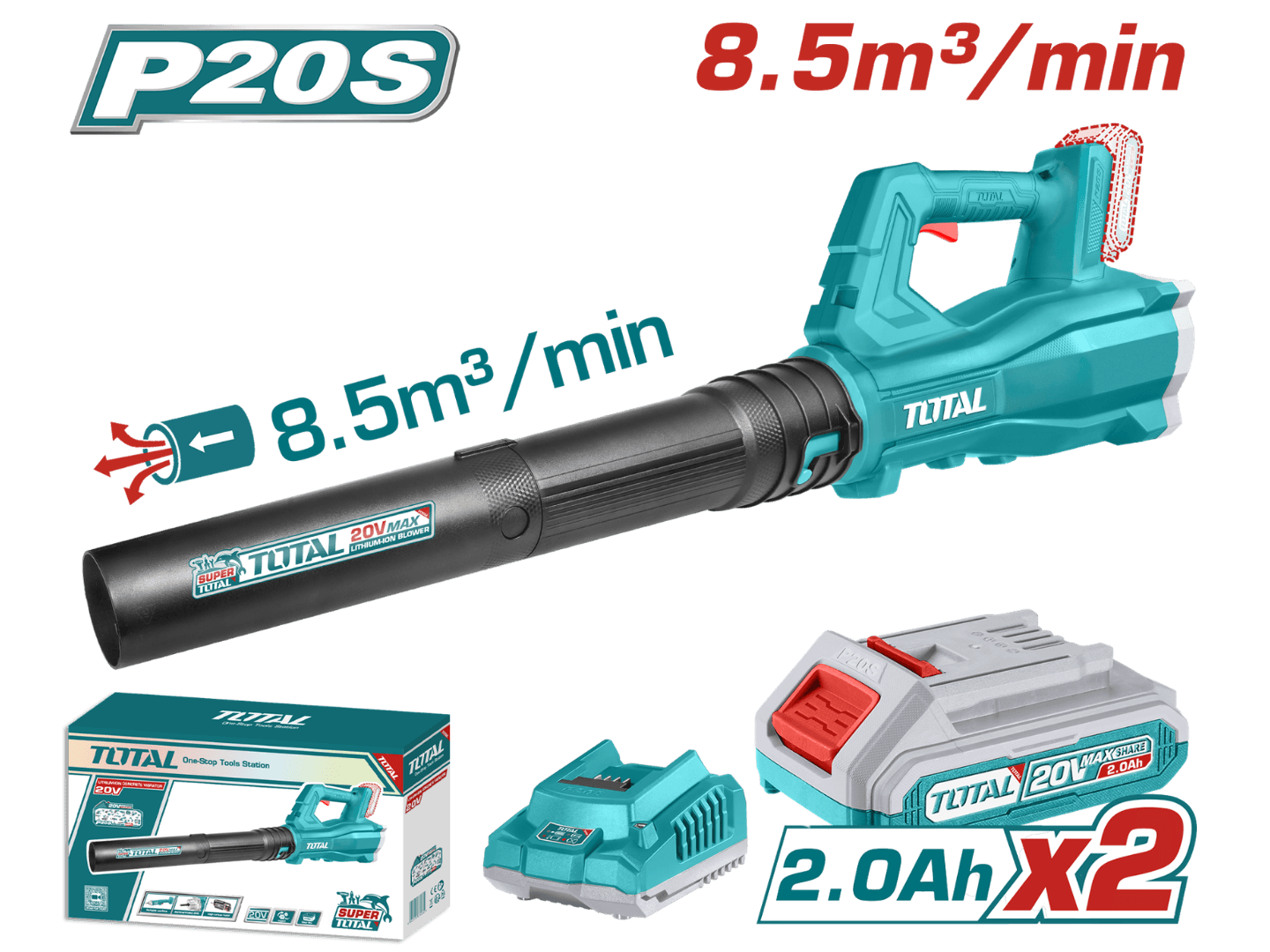 Blower 15000RPM Corless and 2 Batteries with 1 charger