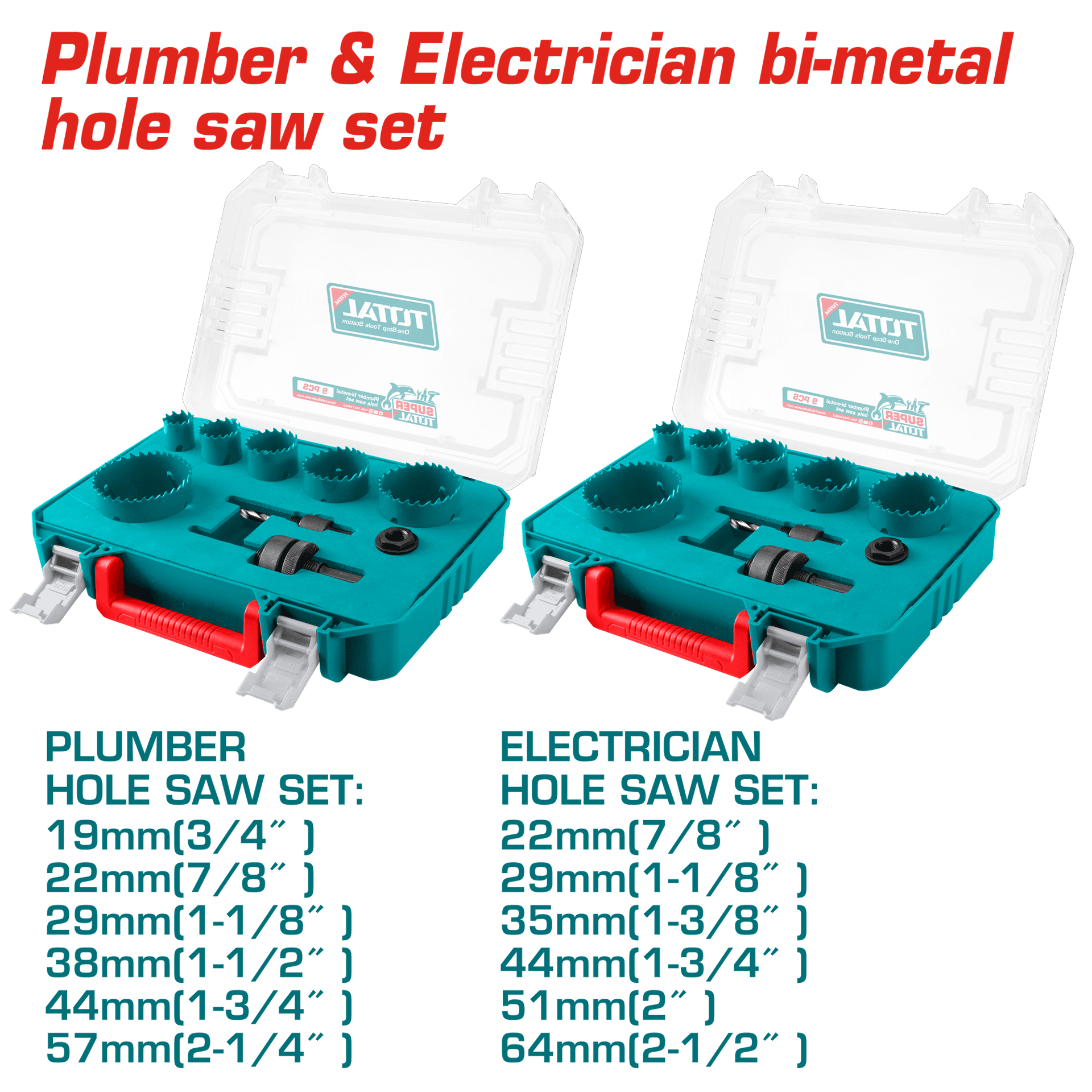 Bi Metal hole saw set Plumber and Electrician